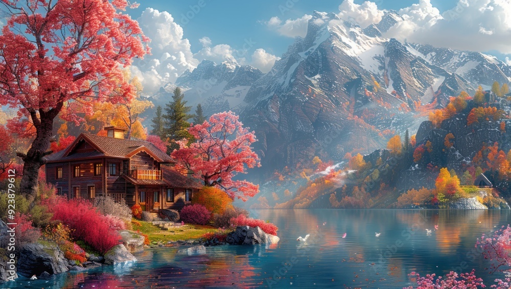 Fototapeta premium Autumnal Mountain Retreat