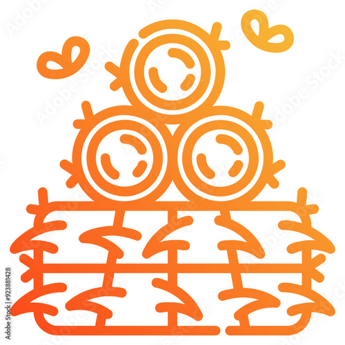 hay bale. vector single icon with a dashed line gradient style. suitable for any purpose. for example: website design, mobile app design, logo, etc.