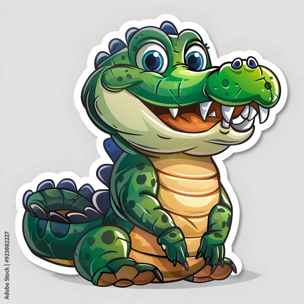 Cute and Stylized Crocodile Character Sticker Design for Learning and Cute and Stylized Crocodile Character Sticker Design for Learning and