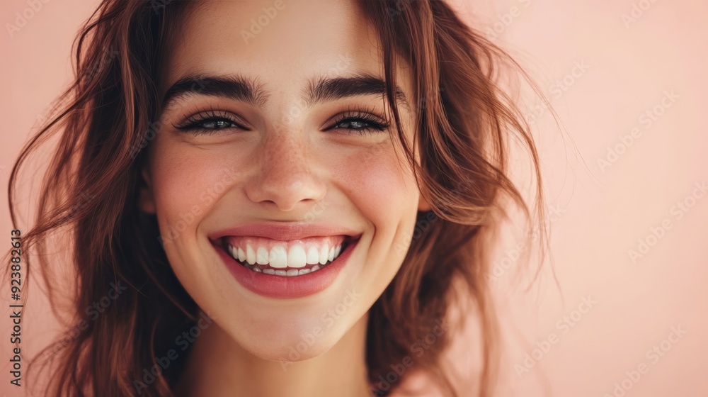 Sophisticated woman smiling against a light gradient background Sophisticated woman smiling against a light gradient background