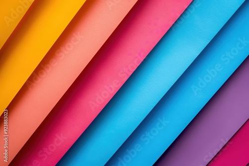 Colorful diagonal paper sheets creating a vibrant abstract background for design and creative projects.