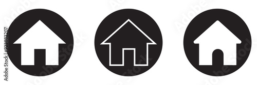 house flat silhouette vector icon set
