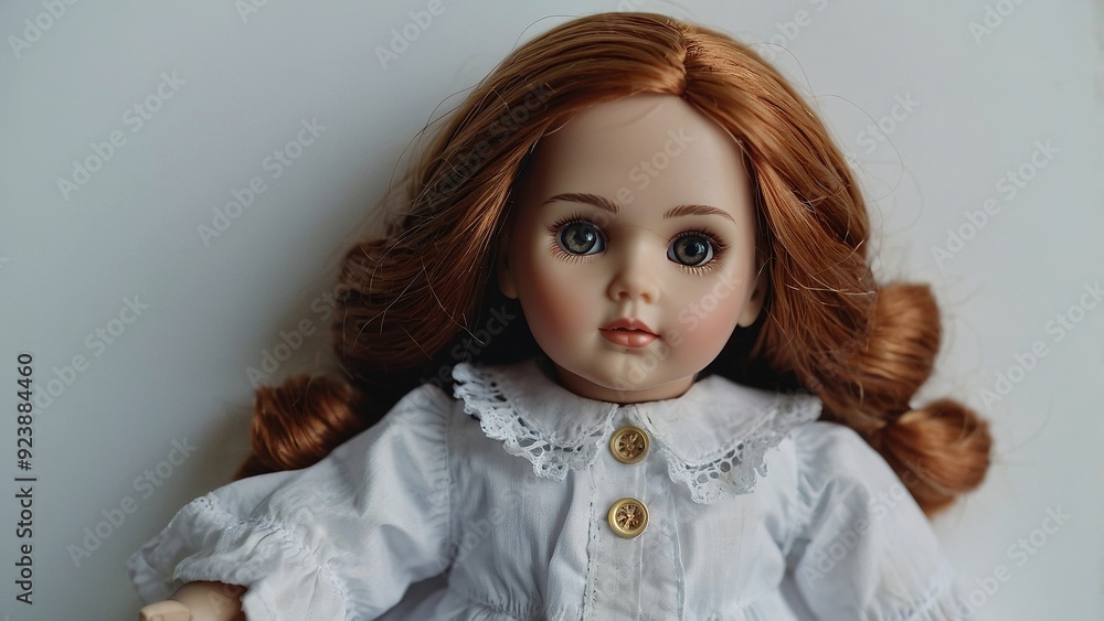A beautifully crafted porcelain doll with striking features, dressed in a vintage outfit, exuding a sense of nostalgia and craftsmanship. A beautifully crafted porcelain doll with striking features, dressed in a vintage outfit, exuding a sense of nostalgia and craftsmanship.