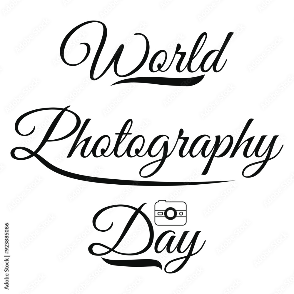World photography day vector design illustration. Text with decorative elements and camera. Eps 10. World photography day vector design illustration. Text with decorative elements and camera. Eps 10.