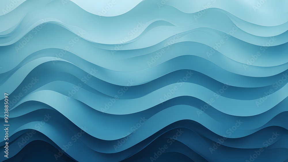 Smooth overlapping waves in a gradient of soft blues creating a tranquil unobtrusive background, AI Generated Smooth overlapping waves in a gradient of soft blues creating a tranquil unobtrusive background, AI Generated