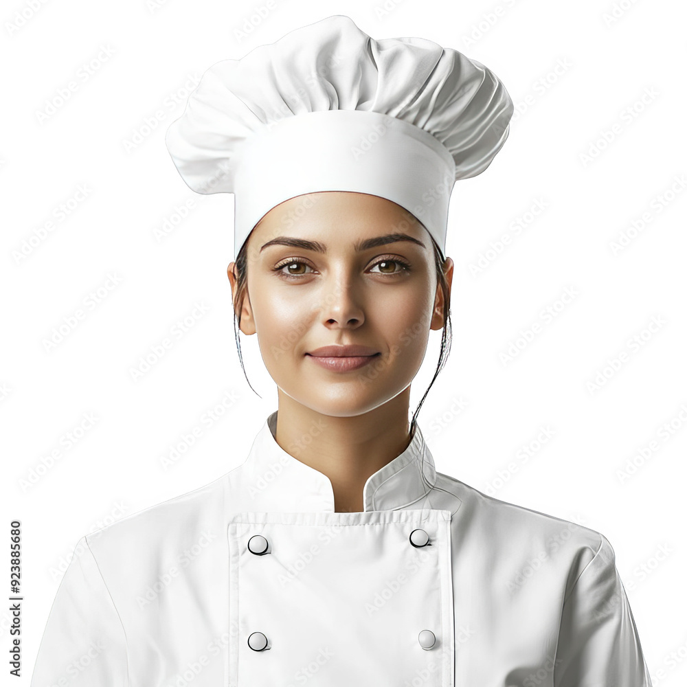 Professional chef wearing a white uniform and hat, standing against a plain background. Perfect for culinary, restaurant, and hospitality concepts. Professional chef wearing a white uniform and hat, standing against a plain background. Perfect for culinary, restaurant, and hospitality concepts.