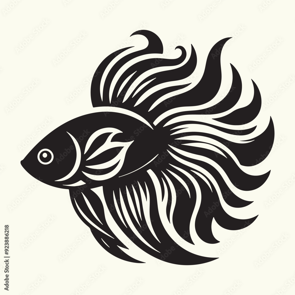 Obraz premium Fish art Vector Illustration Black silhouette