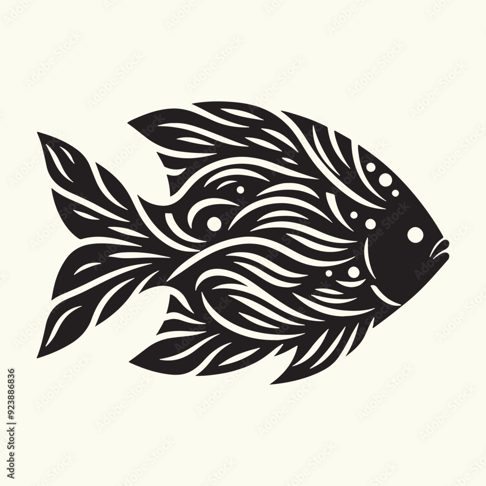 Fish art Vector Illustration Black silhouette Fish art Vector Illustration Black silhouette