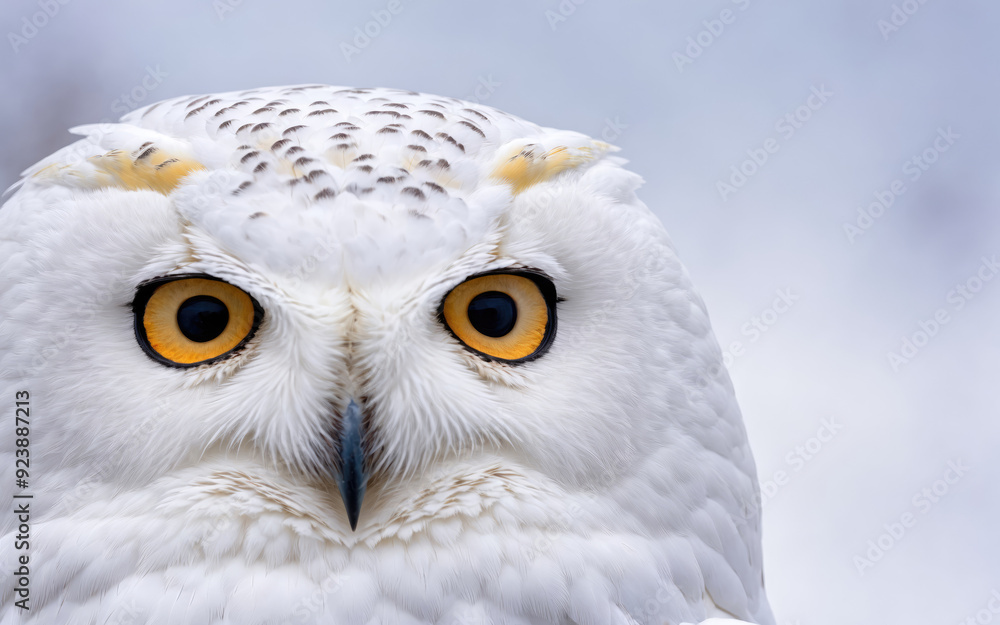 Obraz premium Stunning Close-Up View of a White Snowy Owl in Natural Habitat During Daylight