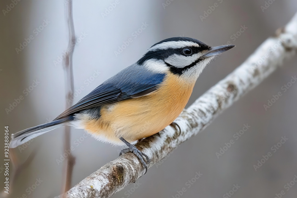 Obraz premium Colorful Small Bird Perched on a Tree Branch