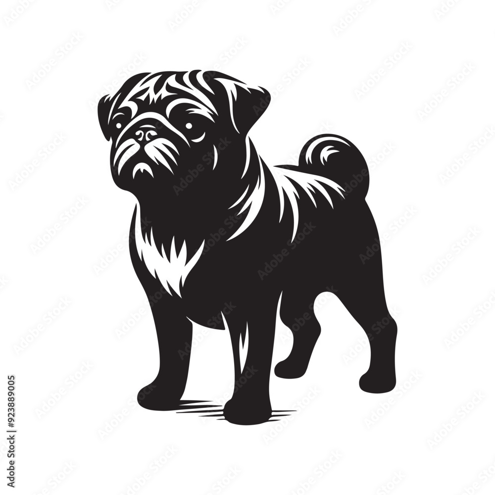 Fototapeta premium Pug Dog Illustration silhouette vector