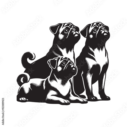 Pug Dog Illustration silhouette vector