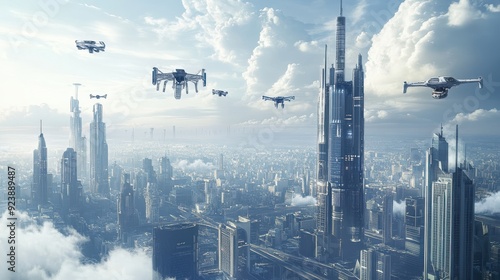 A futuristic city skyline with flying vehicles and towering buildings symbolizing the achievement of pioneering beyond limits