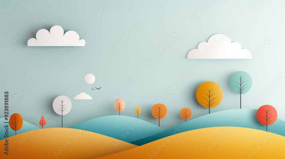 A field of trees with a hill in the background A field of trees with a hill in the background