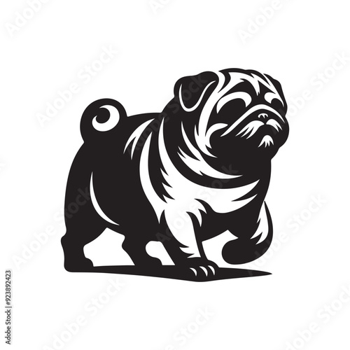 Pug Dog Illustration silhouette vector