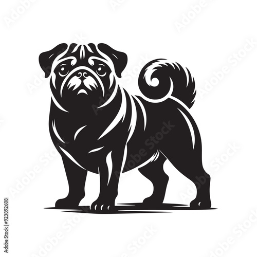 Pug Dog Illustration silhouette vector