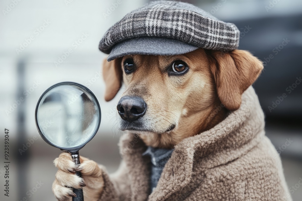 Detective Dog with Magnifying Glass
