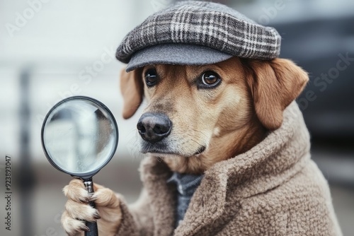 Obraz na płótnie Detective Dog with Magnifying Glass w salonie