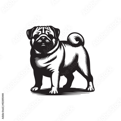 Pug Dog Illustration silhouette vector