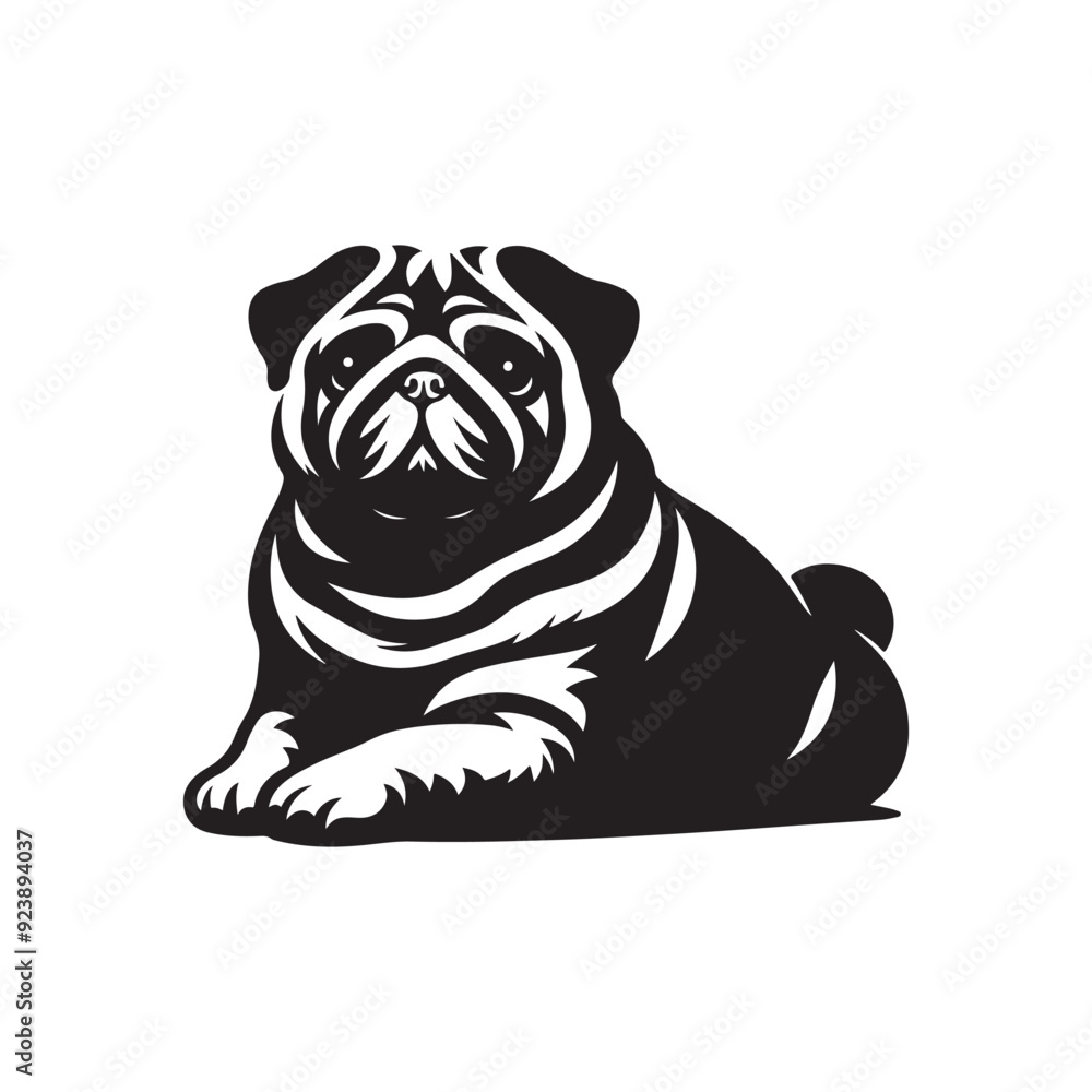 Pug Dog Illustration silhouette vector Pug Dog Illustration silhouette vector