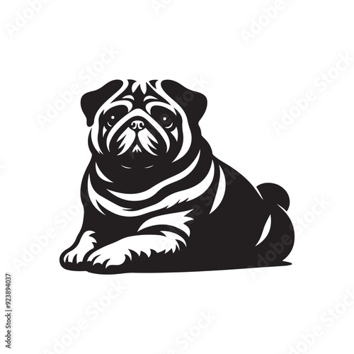 Pug Dog Illustration silhouette vector
