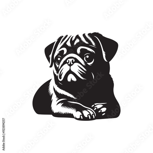 Pug Dog Illustration silhouette vector