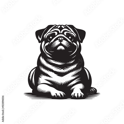 Pug Dog Illustration silhouette vector