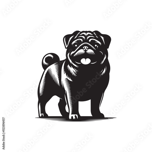Pug Dog Illustration silhouette vector