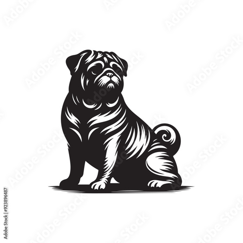 Pug Dog Illustration silhouette vector