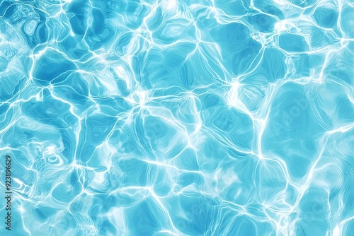 Sunlight softly reflects off blue water surface creating an abstract pattern. Perfect for use in backgrounds, wellness branding and summer projects.