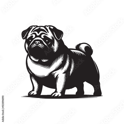 Pug Dog Illustration silhouette vector