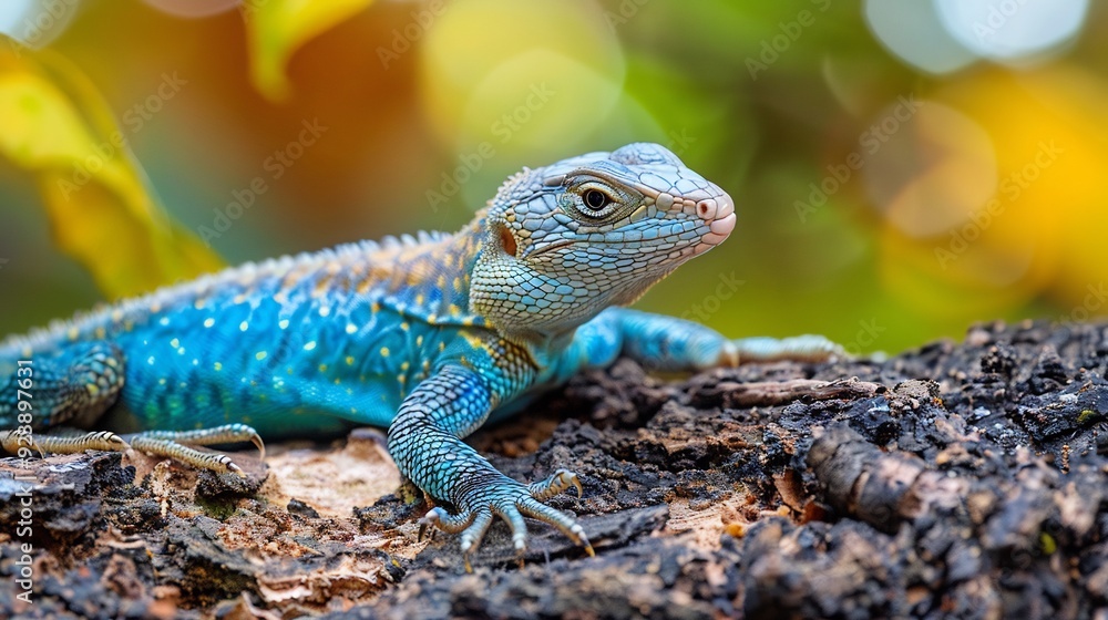 Colorful Lizard Resting on a Tree in a Natural Habitat Colorful Lizard Resting on a Tree in a Natural Habitat