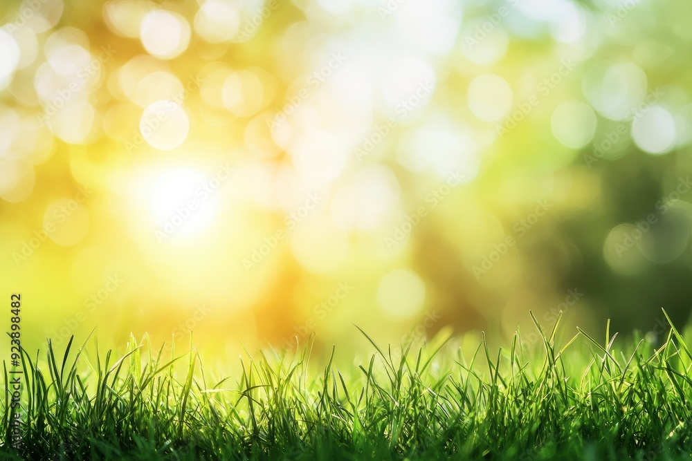 natural grass background with blurred bokeh and sun, ai natural grass background with blurred bokeh and sun, ai