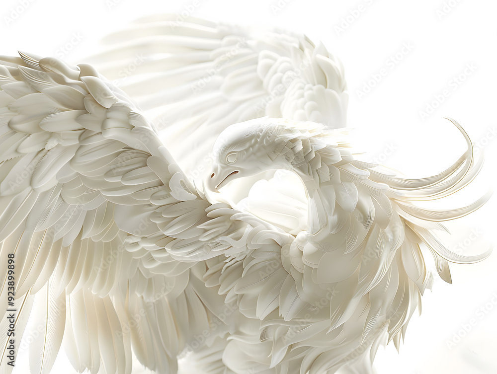 Fototapeta premium White abstract background with shadows with copy space. Neural network AI generated art