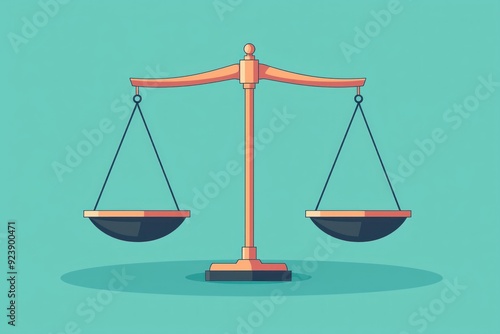 Justice scales with light and dark weights, moral balance, flat design illustration