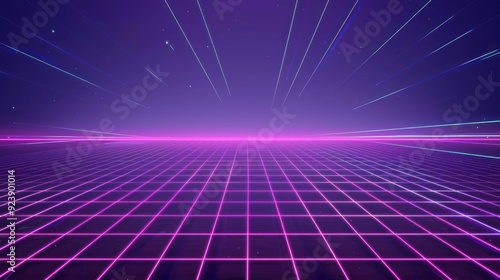 Wallpaper Mural Retro Futuristic Grid Landscape Torontodigital.ca