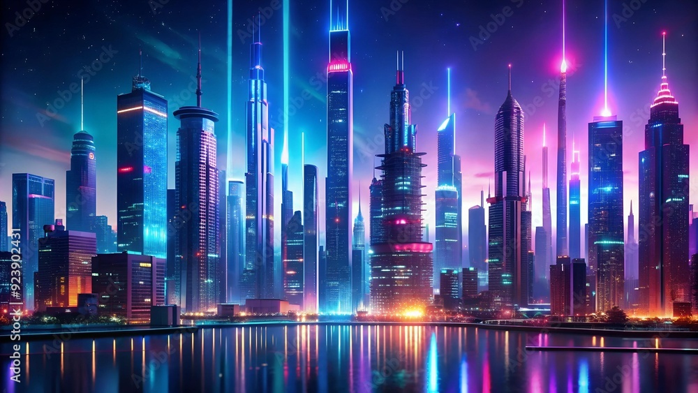 Cyberpunk Metropolis Skyline Generative AI Cyberpunk Metropolis Skyline Generative AI