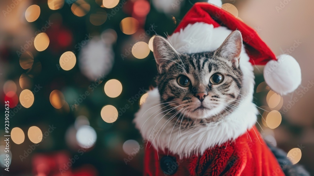 Festive Cat in Santa Costume Festive Cat in Santa Costume