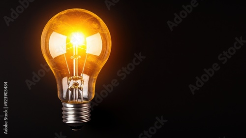 Glowing light bulb on a dark background, symbolizing innovation, creativity, and ideas. Perfect for design and inspiration themes.