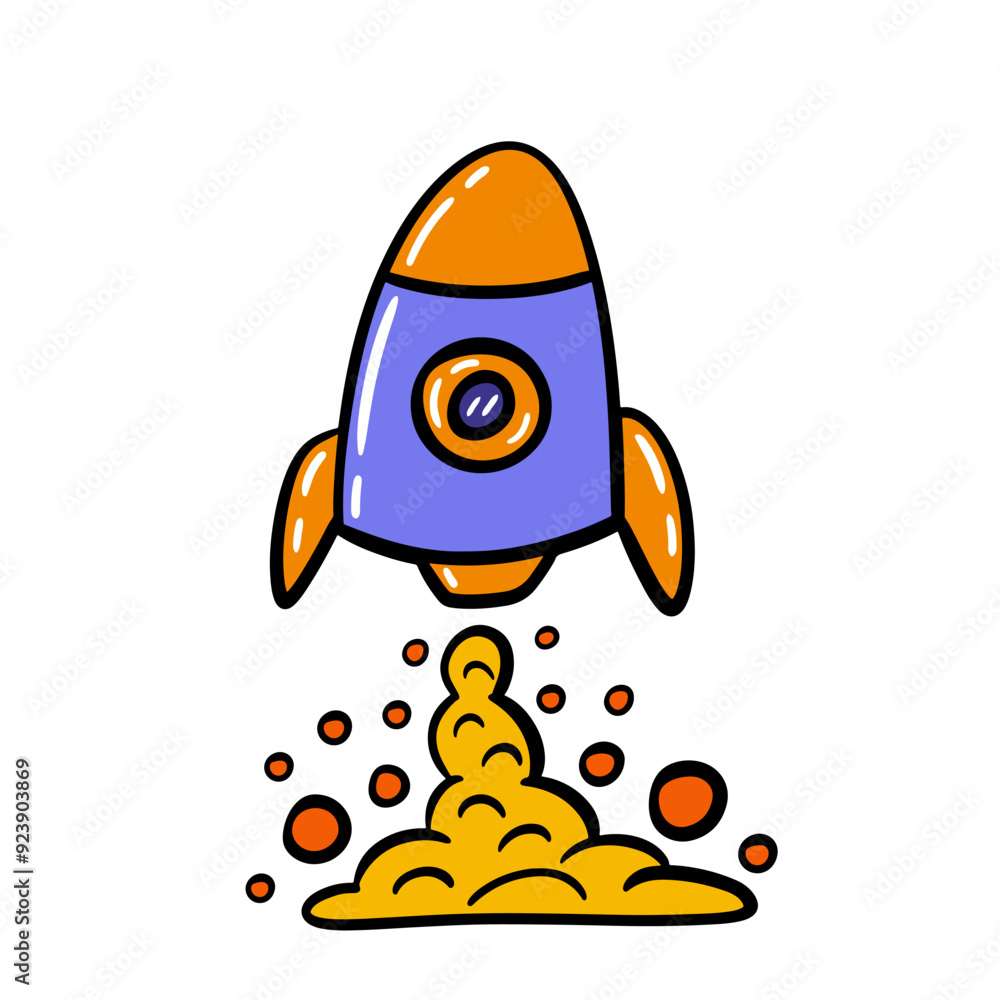 Rocket space ship launch cartoon. Vector illustration isolated on white. Rocket space ship launch cartoon. Vector illustration isolated on white.