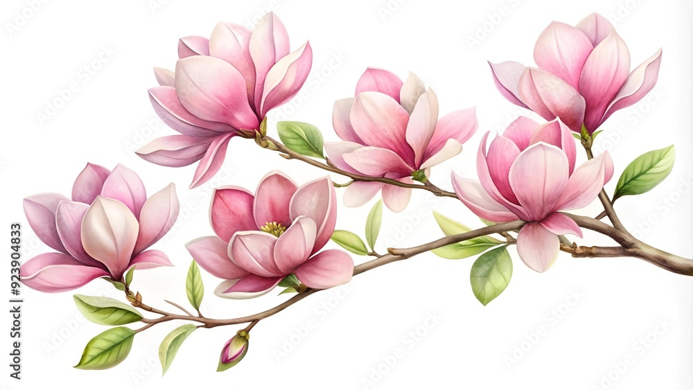Delicate Dance of Pink: Magnolia Blossoms in Watercolor AI generated Delicate Dance of Pink: Magnolia Blossoms in Watercolor AI generated