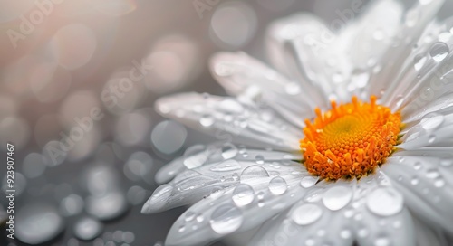 Dew-Kissed White Daisy Blooming in a Garden During Early Morning