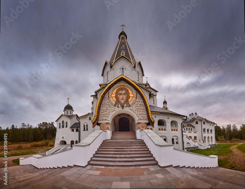 Orthodox church in cloudy weather