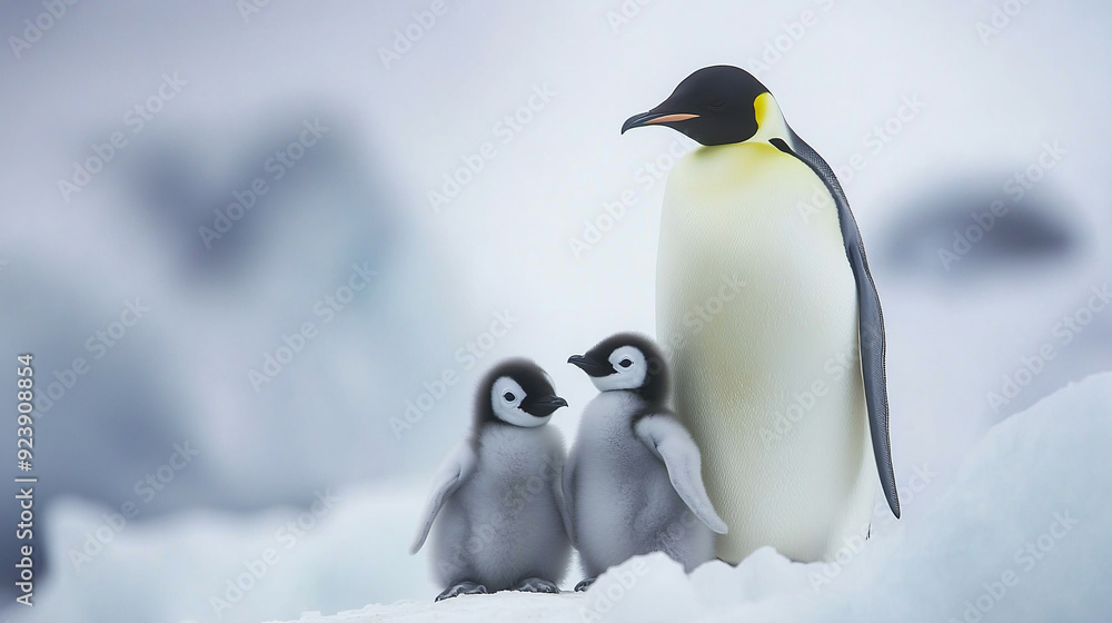 Obraz premium Penguin family in polar regions.