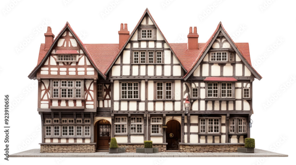 Fototapeta premium PNG Tudor big townhouse architecture building plant.