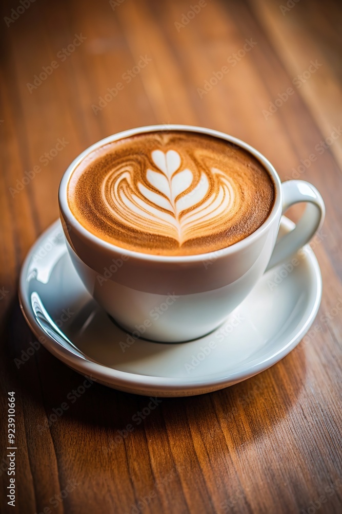 Top view of hot cappuccino white coffee cup with heart shape latte art on dark brown old wood table at café food and drink concept. Top view of hot cappuccino white coffee cup with heart shape latte art on dark brown old wood table at café food and drink concept.