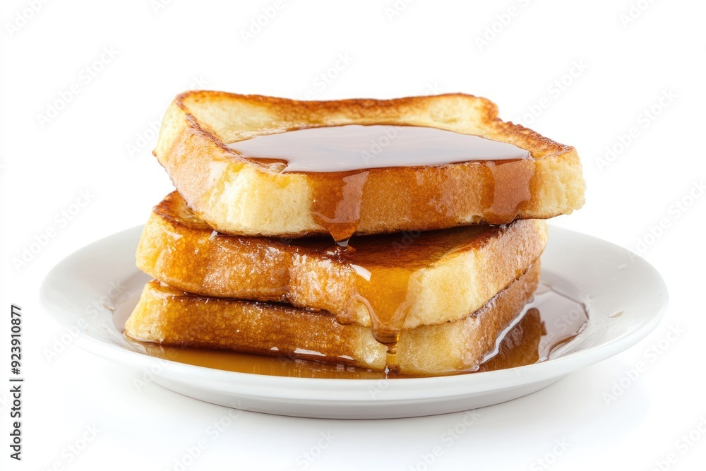 French Toast Stack. Delicious Breakfast Food with Syrup on Plate Isolated on White Background French Toast Stack. Delicious Breakfast Food with Syrup on Plate Isolated on White Background