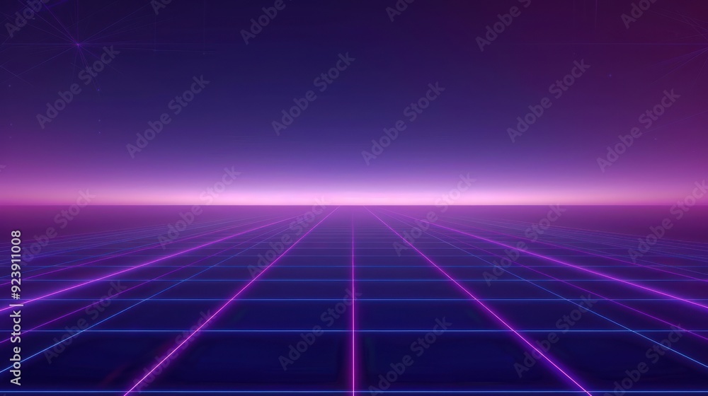 custom made wallpaper toronto digitalNeon Grid Horizon - Futuristic Synthwave Background