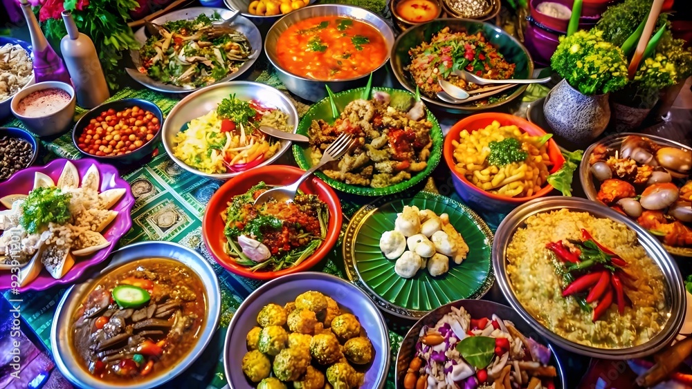 Thai street food background AI generated Thai street food background AI generated