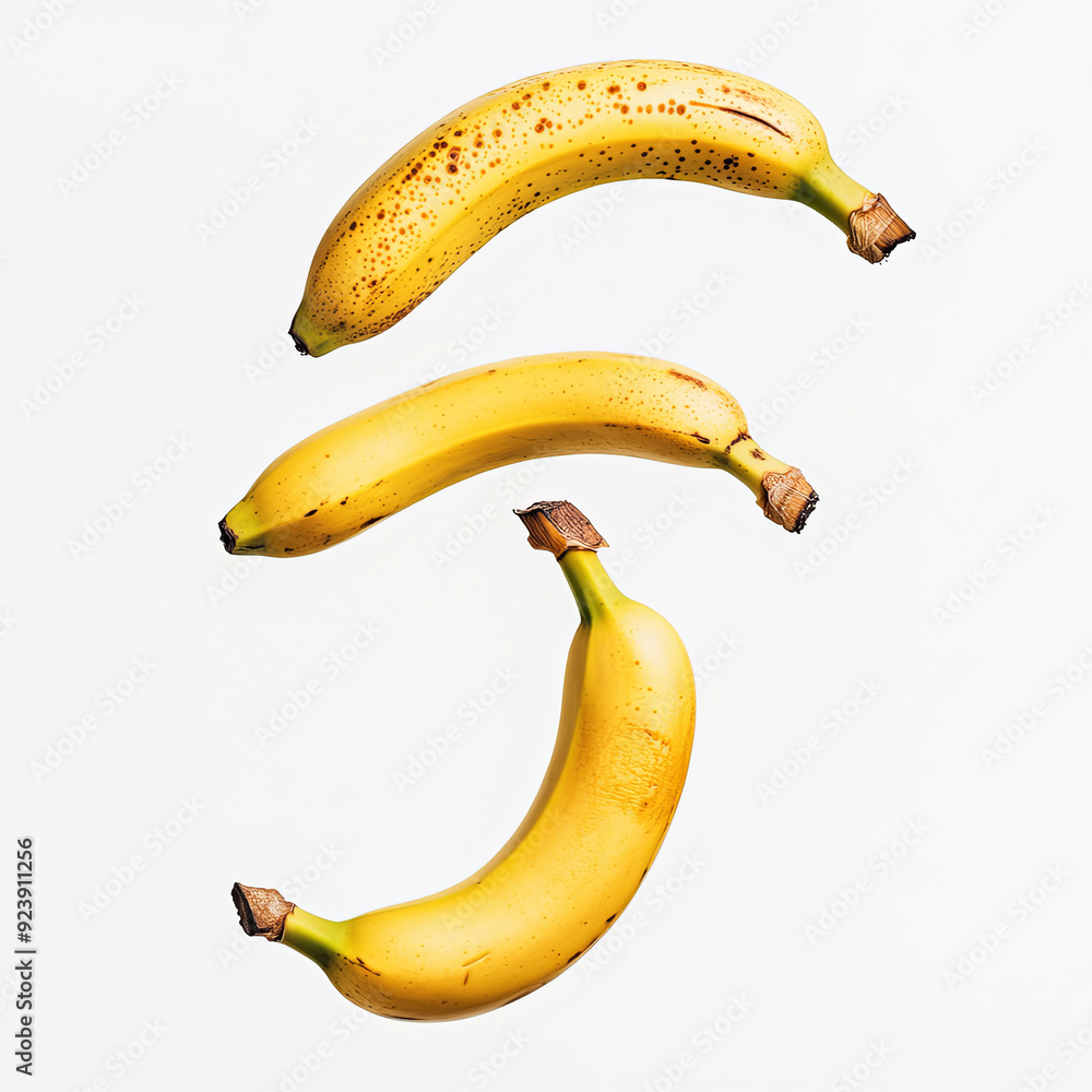 bananas floating in the air on white background bananas floating in the air on white background